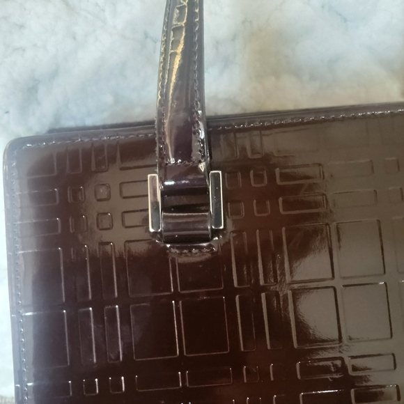 BURBERRY Check Pattern HandBag Dark Brown Enamel..w/COA. - Picture 7 of 14
